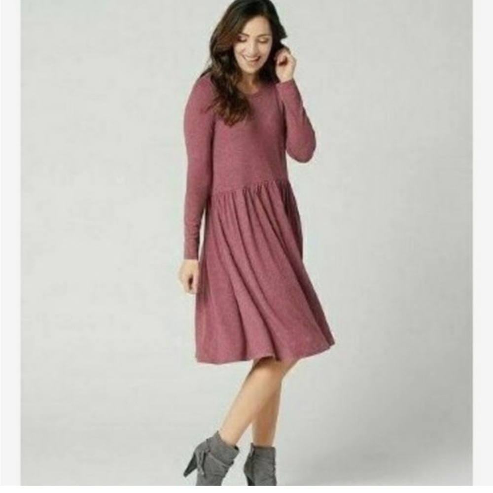 LOGO Lounge maroon dress Lori Goldstein Jersey Knit Medium
